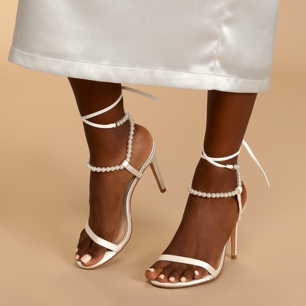 Bridal Pearl Ankle Wrap Heel
